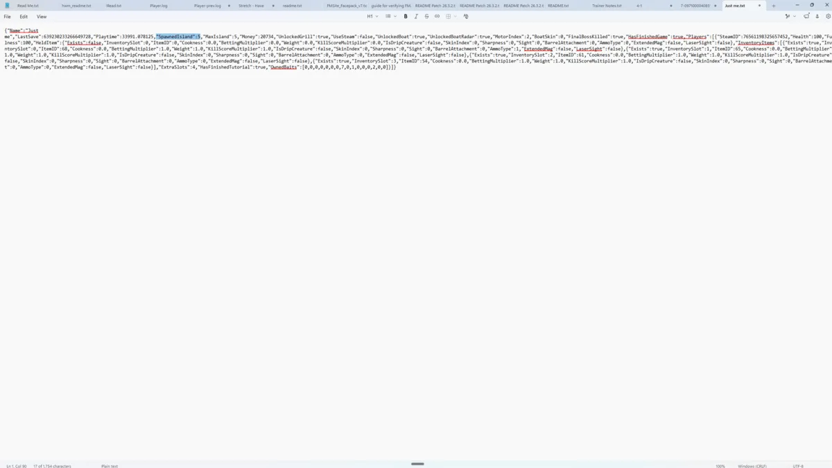 Spawned Island code line in How to Fish