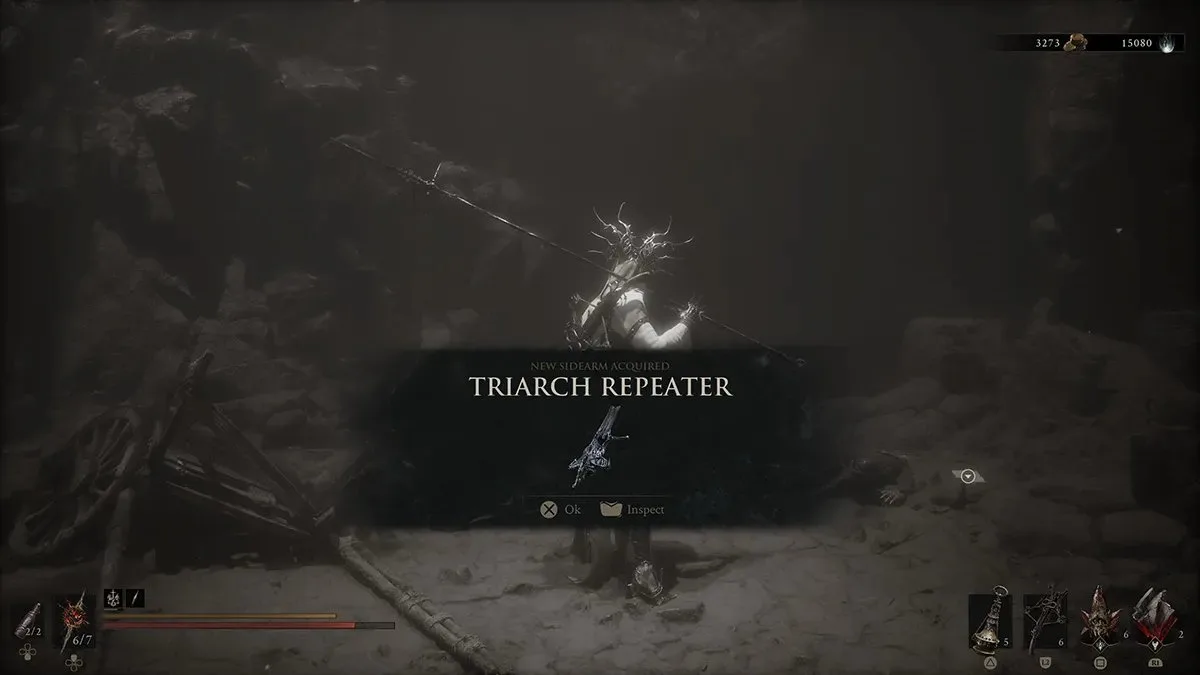The Harbinger finds the Triarch Repeater in Mortal Shell 2.