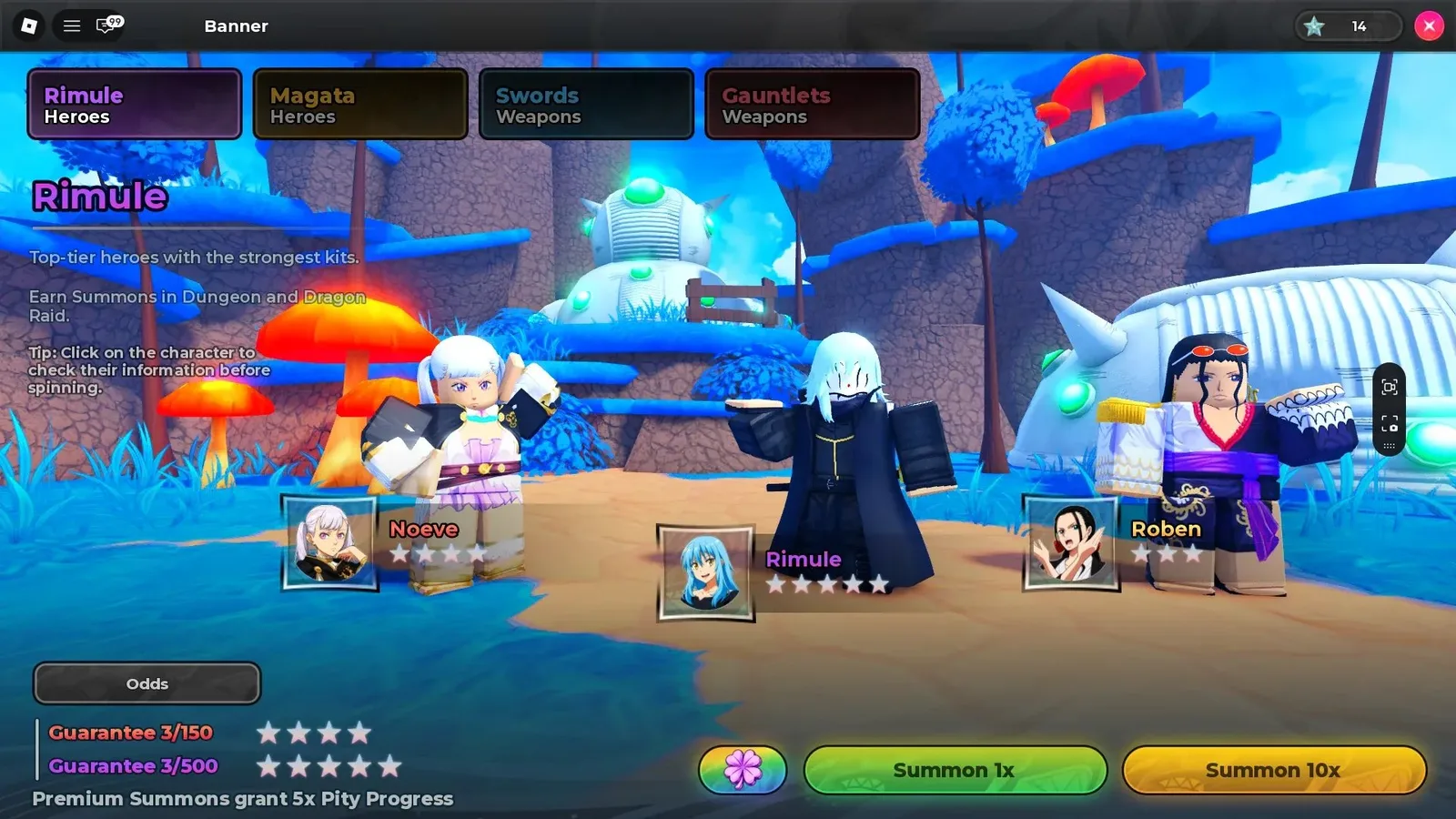 How to summon Heroes in Anime Stars Roblox experience.