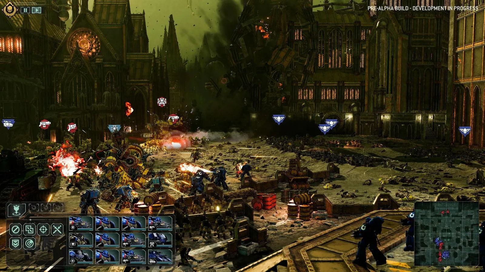 An up-close battle between Space Marines and Orks in Total War: Warhammer 40,000