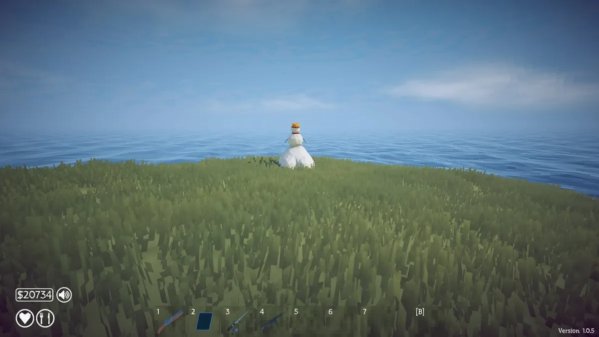 Secret Island snowman in How to Fish