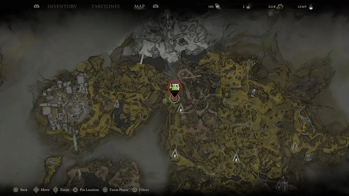 The location of the Flooded Village dungeon in Mortal Shell 2.