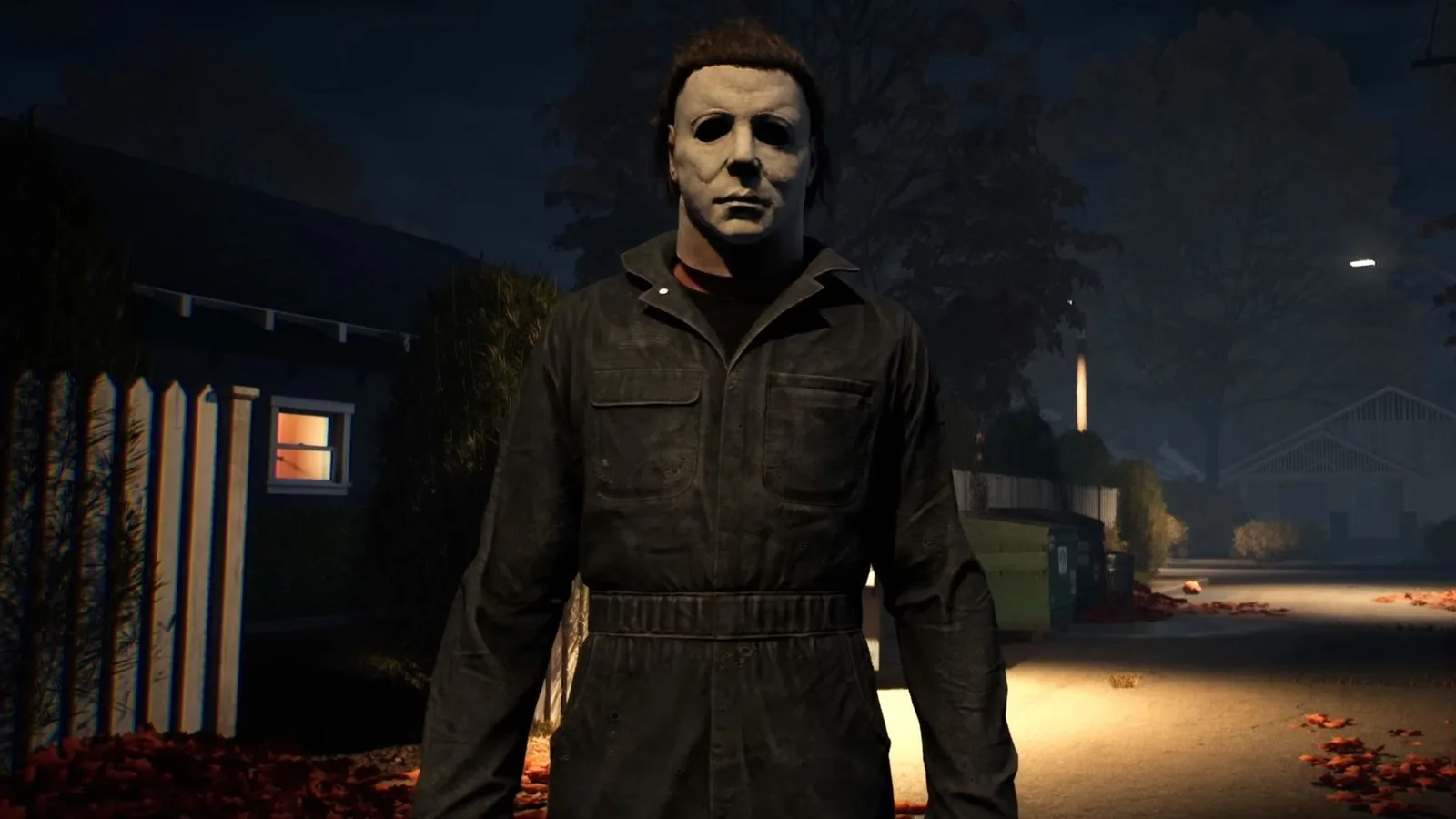 Michael Meyers standing in the middle of the street in Halloween: The Game