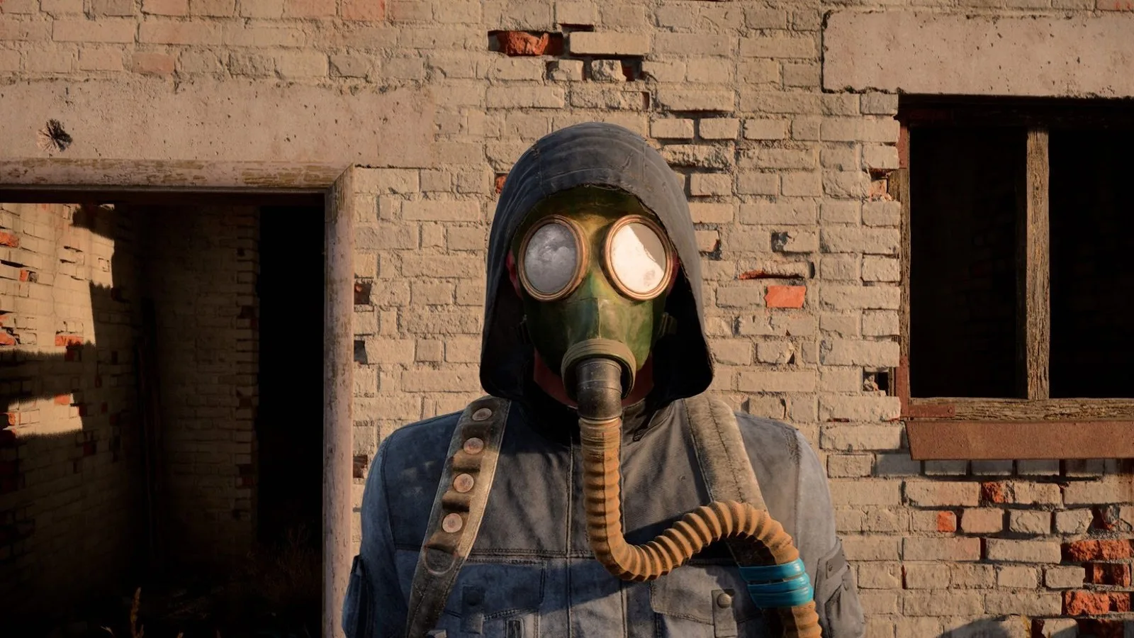 Man in a gas mask.