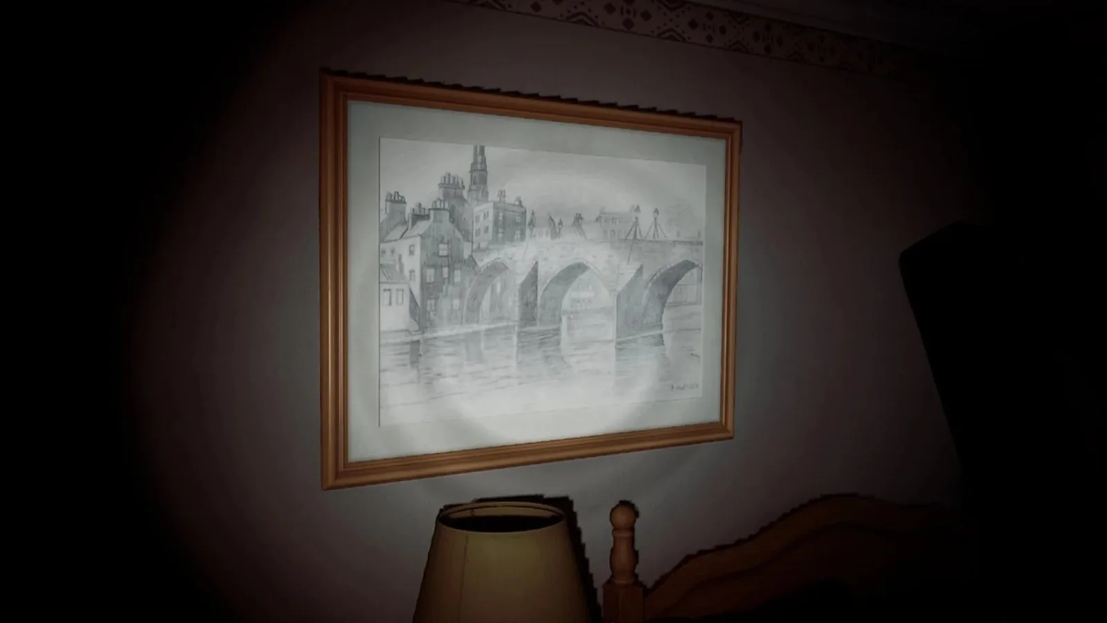 A painting featuring some archways is shown in Silent Hill Townfall.