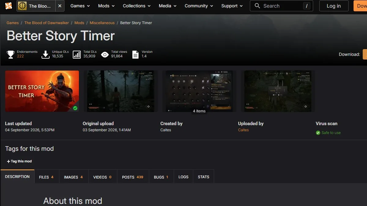 Blood of Dawnwalker time mod.