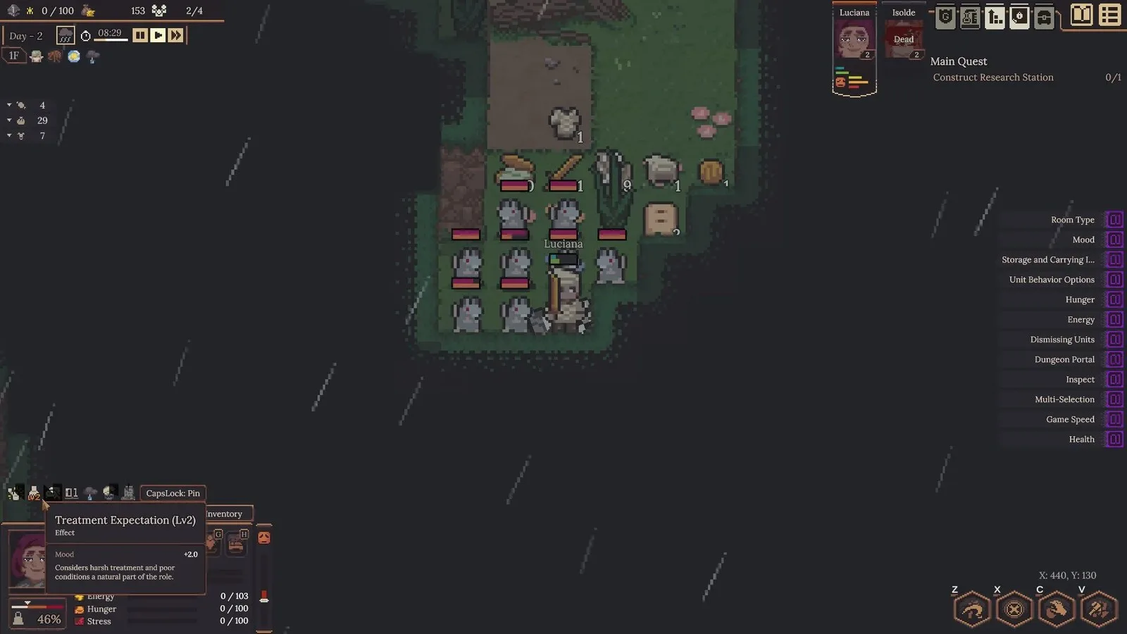 A poor woman and her dead friend getting mobbed by rats in a corner, from Dungeon Settlers.
