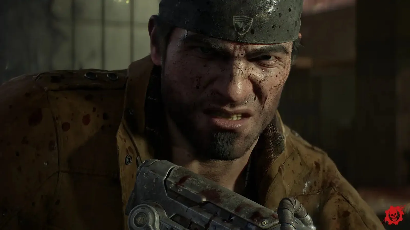 Marcus Fenix growls in Gears of War E-Day