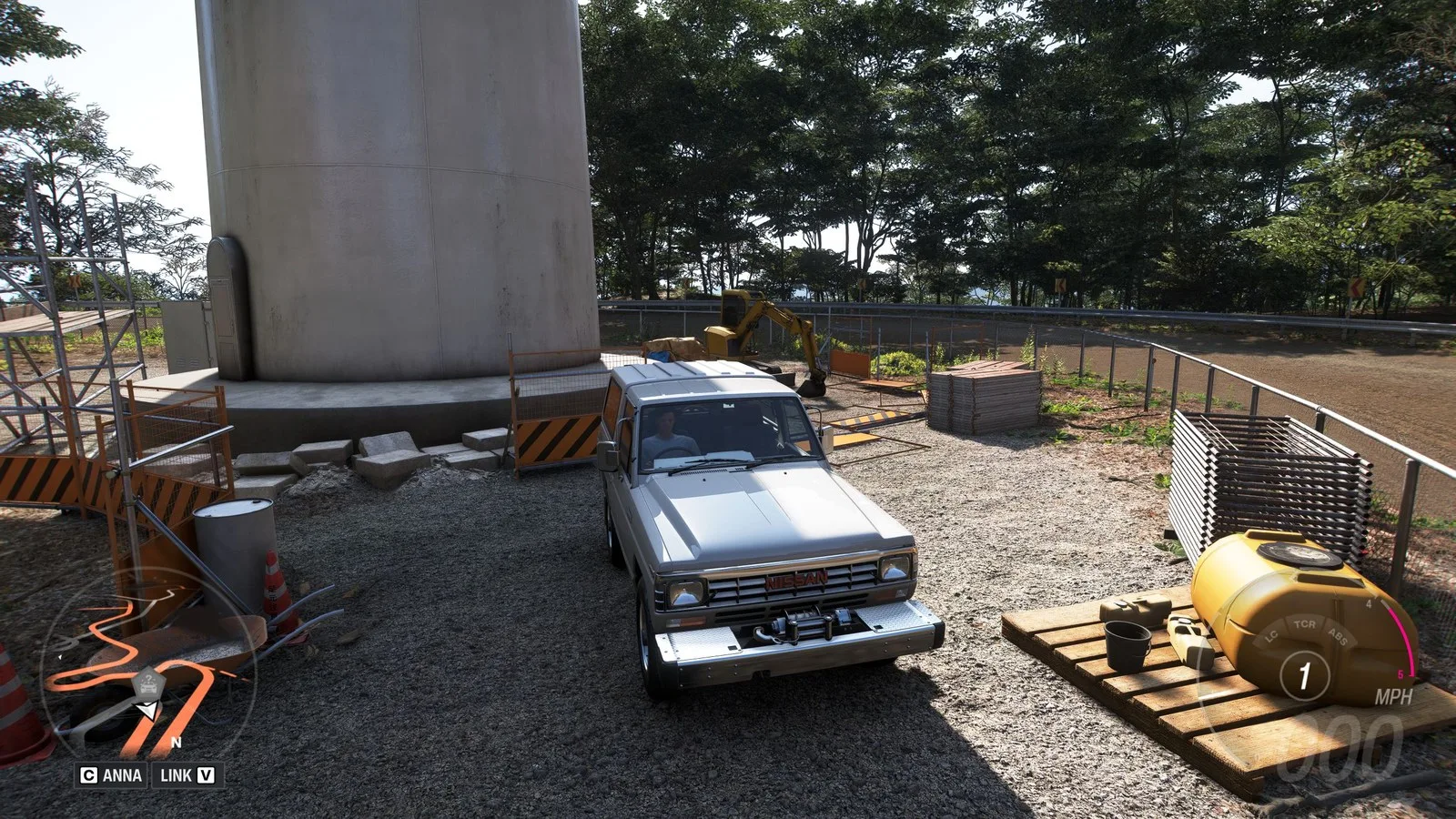 Forza Horizon 6 Treasure Cars: A Nissan Safari parked at the base of a wind turbine.