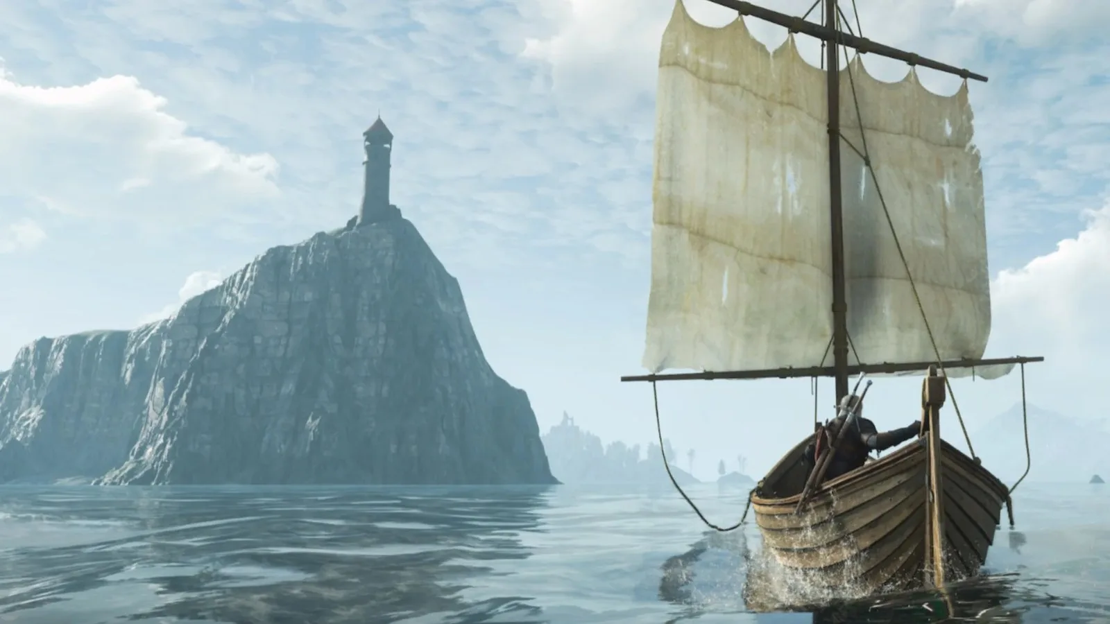 the witcher 3 geralt on a boat