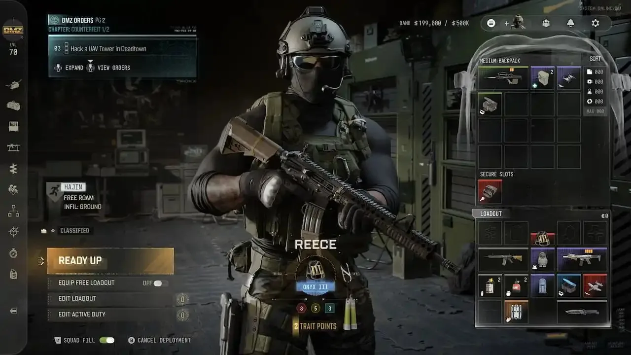 MW4 DMZ menu screen