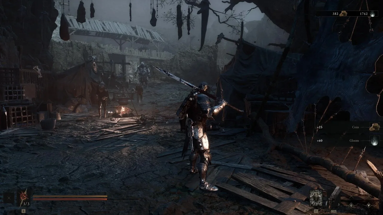 Harros stands before several enemies in the Prologue of Mortal Shell 2.