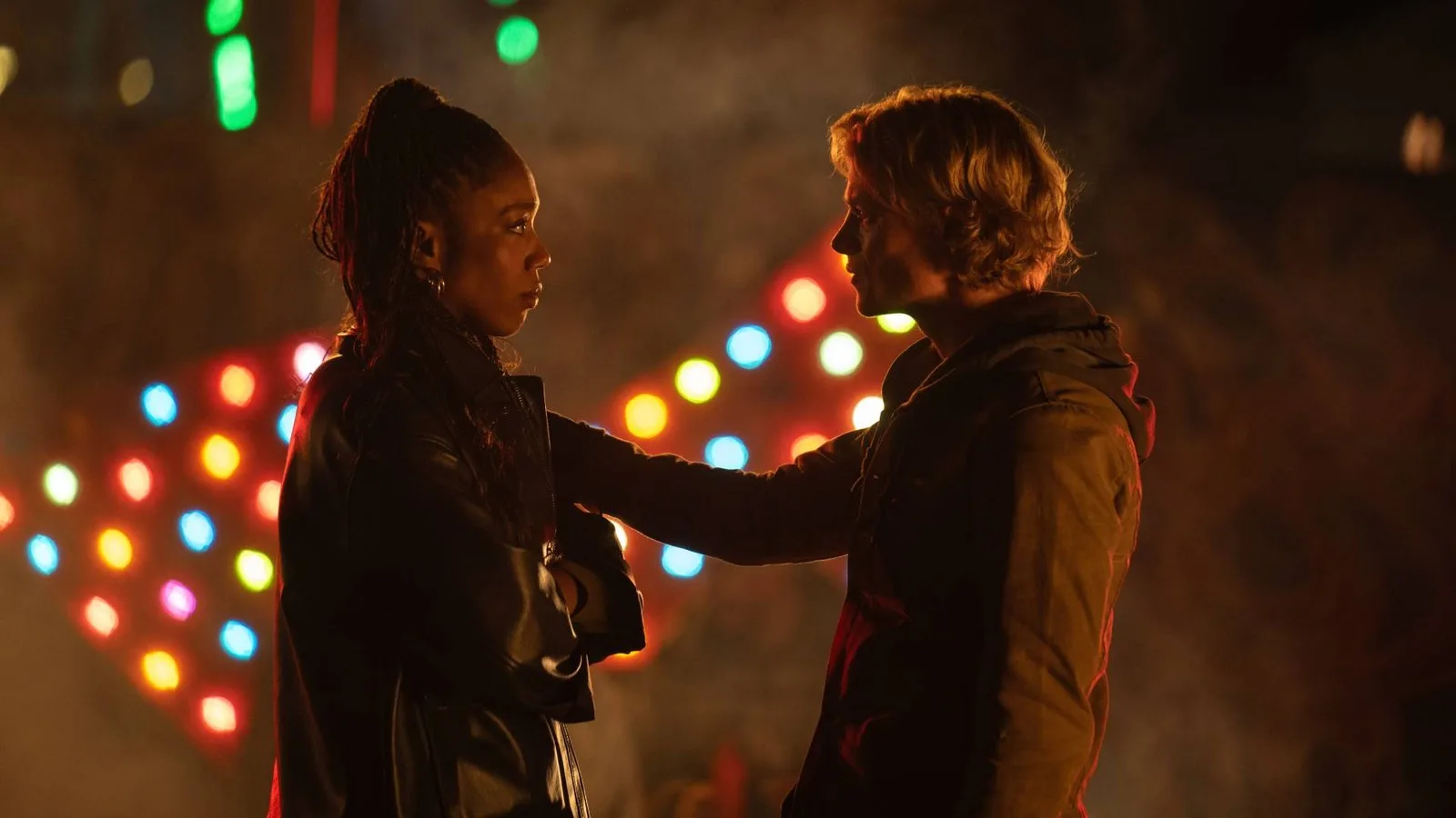 Naomi Ackie as Caitlyn Corr and Tom Rhys Harries as Matt Hagen in Clayface