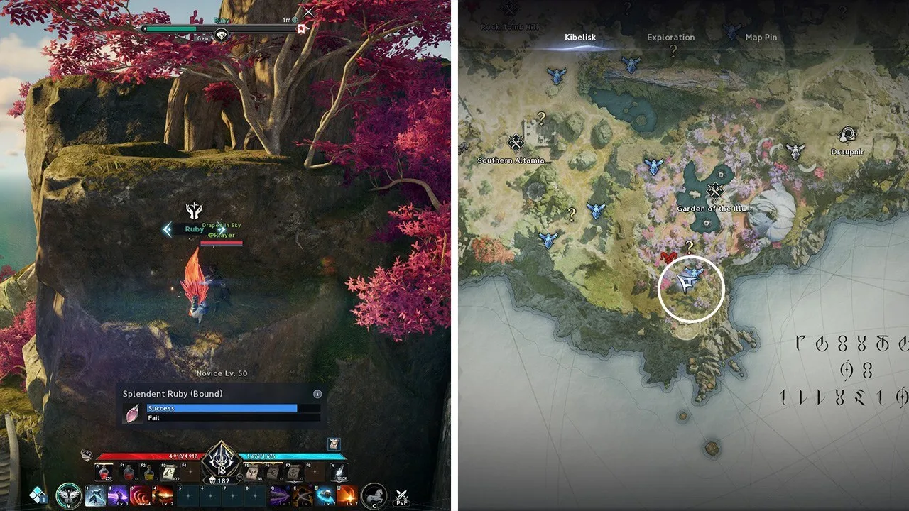 The location of the Splendent Ruby in Aion 2.