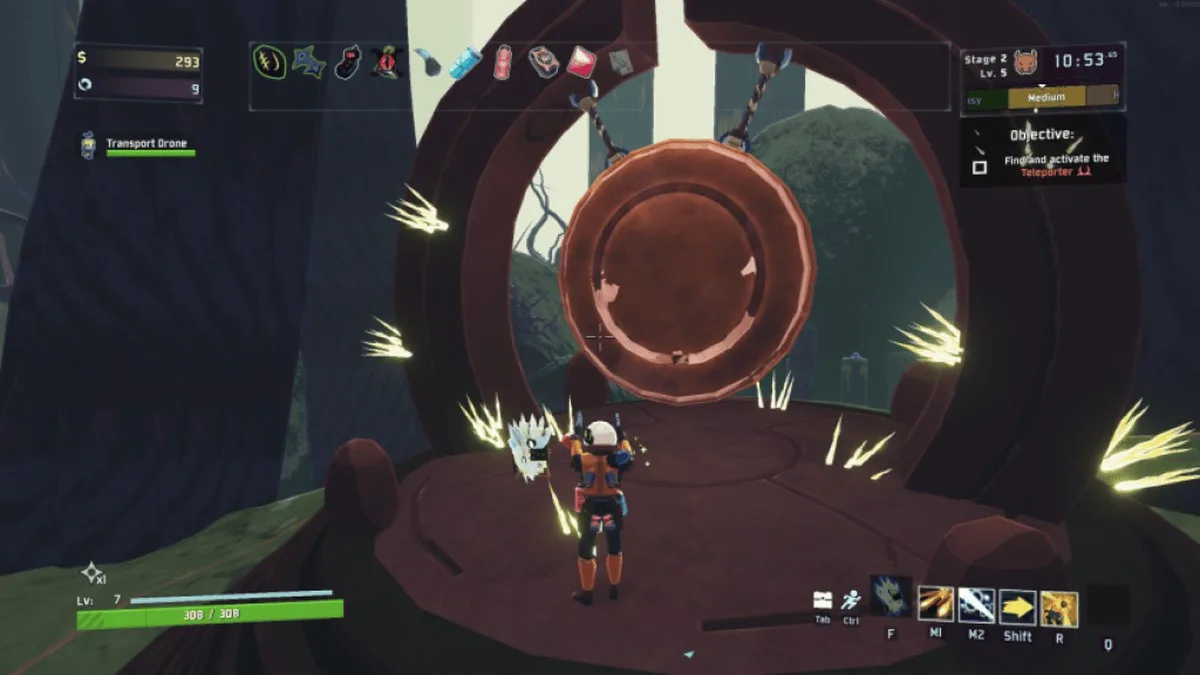 Activating the shrine in Risk of Rain 2