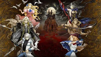 Artwork of characters from Castlevania: Grimoire of Souls (2019) by Ayami Kojima. Kojima was hired in 1997 to introduce a new art style to the series and has since contributed to several of its titles.