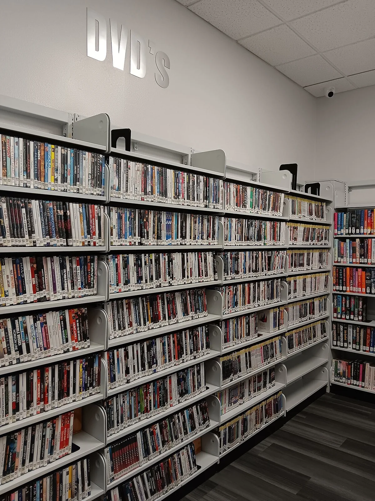 A library with physical media in Benbrook, Texas
