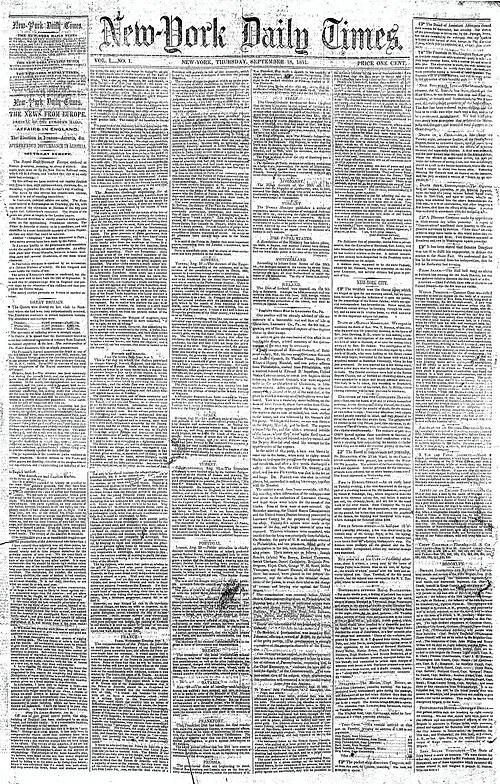 The New-York Daily Times first issue