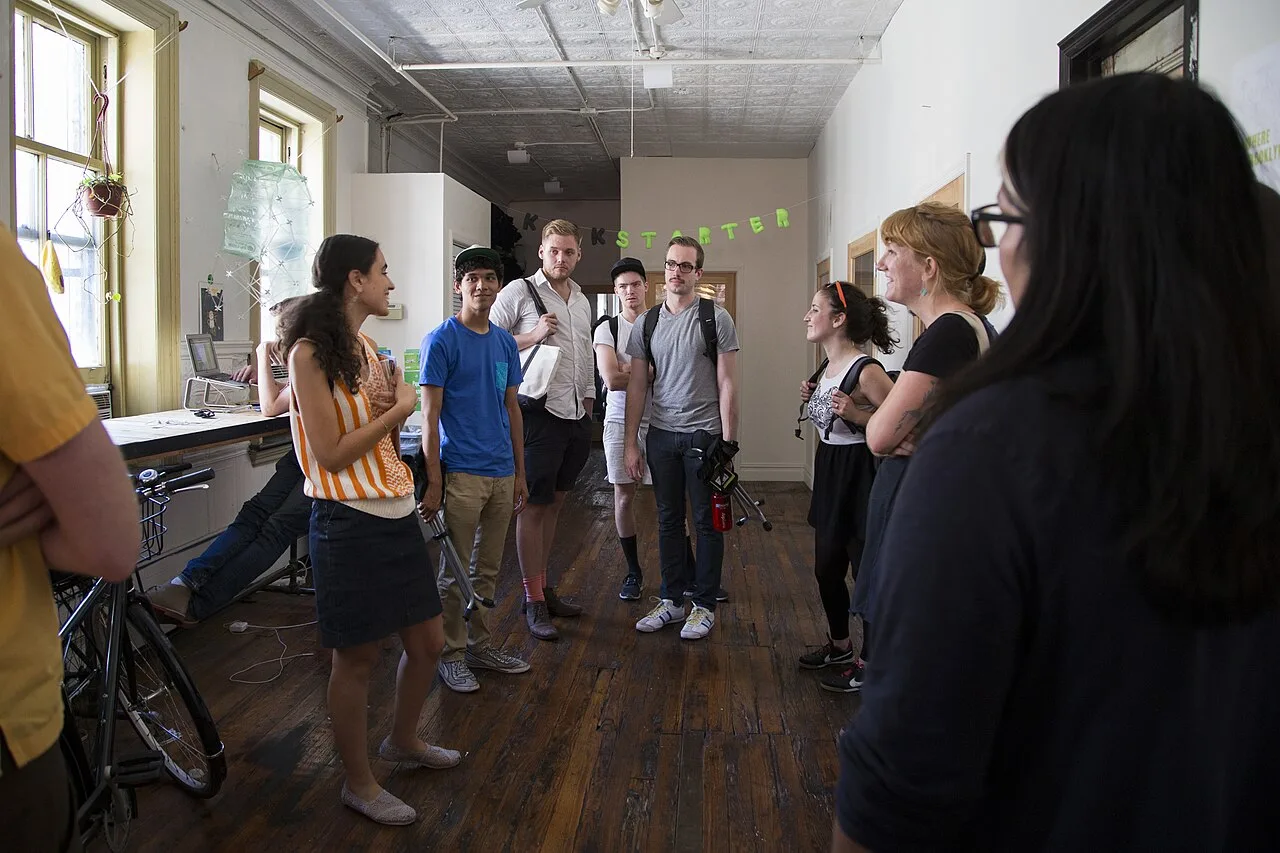 Visitors at Kickstarter's Lower East Side, Manhattan offices in 2013