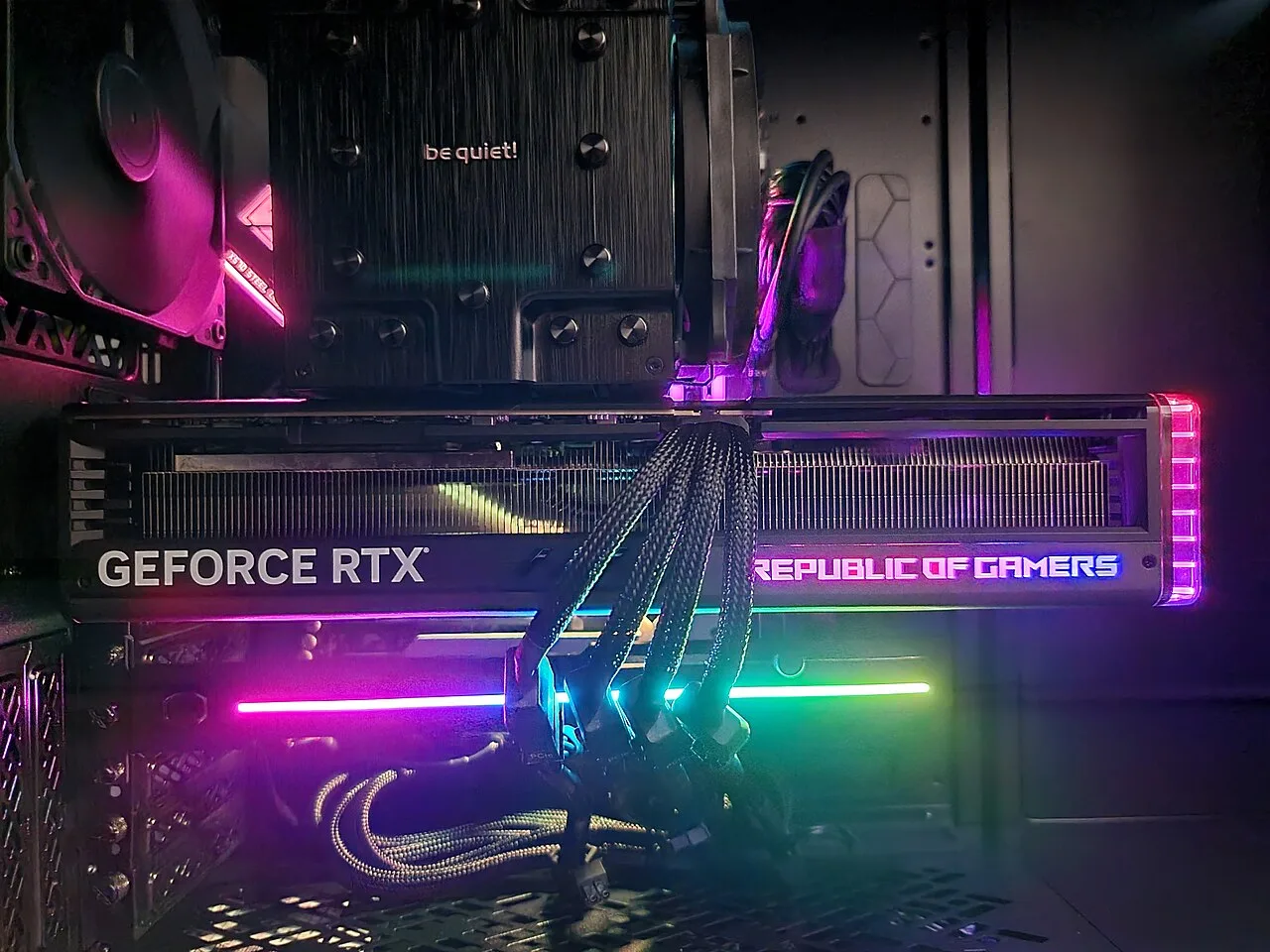 An Nvidia GeForce RTX 4090 (ASUS ROG STRIX Edition) within a PC