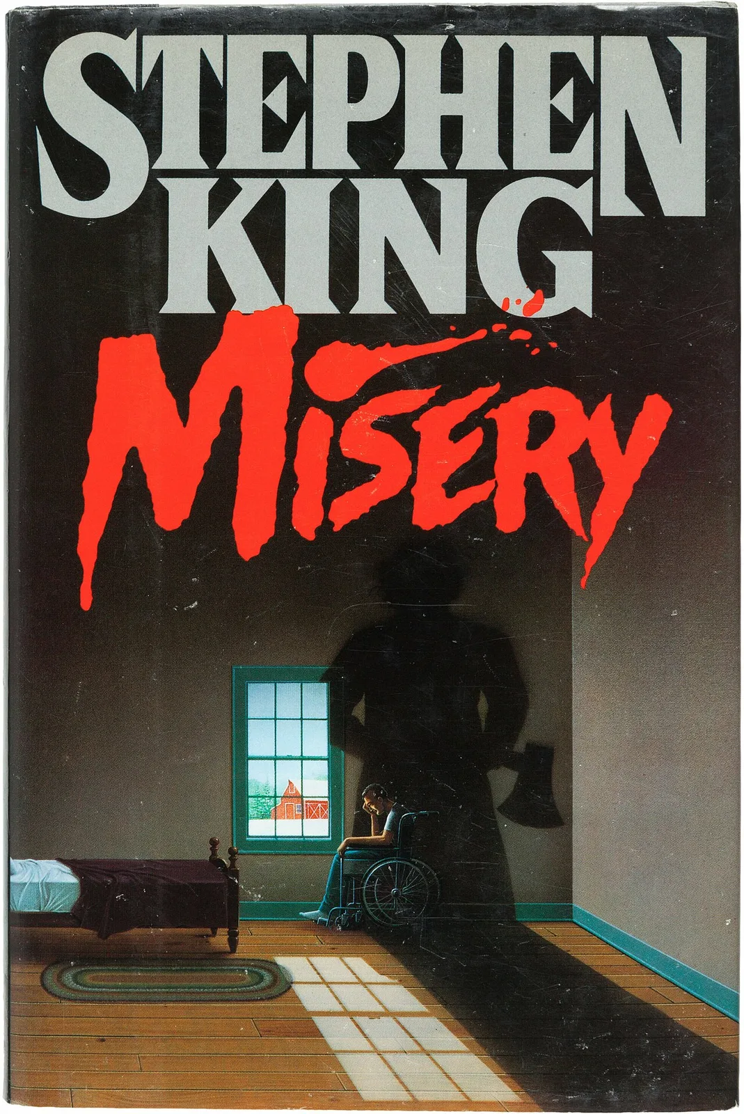 A book cover of Misery, the 1987 psychological horror novel by Stephen King