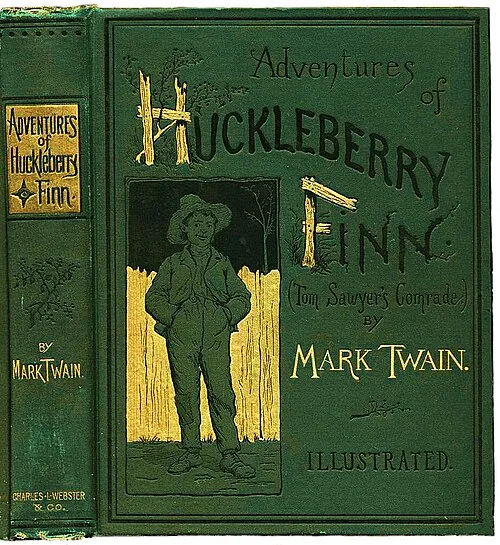 Cover of the Adventures of Huckleberry Finn book, a spin-off of The Adventures of Tom Sawyer