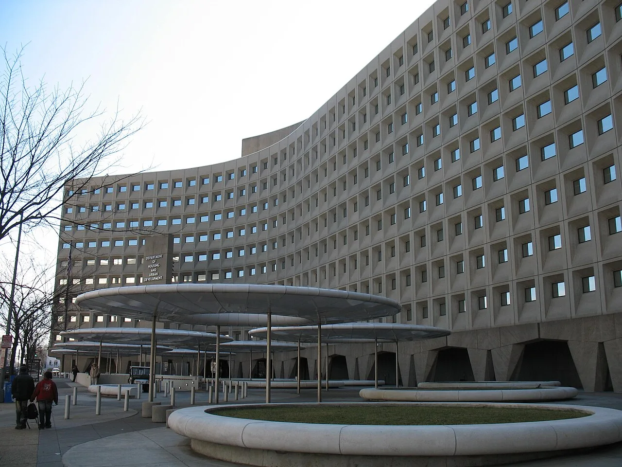 The exterior of the Department of Housing and Urban Development building in Washington, D.C. doubled as a hospital entrance.[44]