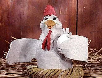 A clay model of a chicken, designed to be used in a clay stop motion animation[1]