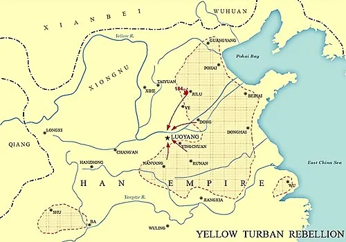 Map showing the Yellow Turban Rebellion